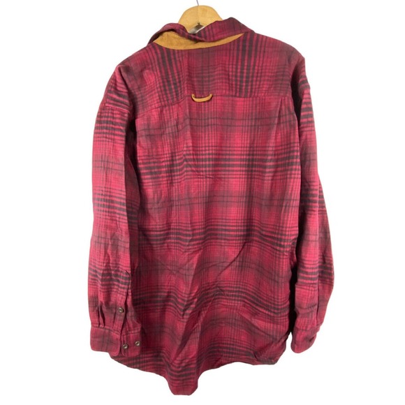 Orvis Flannel Shirt XL Heavy Thick Shacket Button Down Red Black Plaid Check Men - Picture 5 of 7